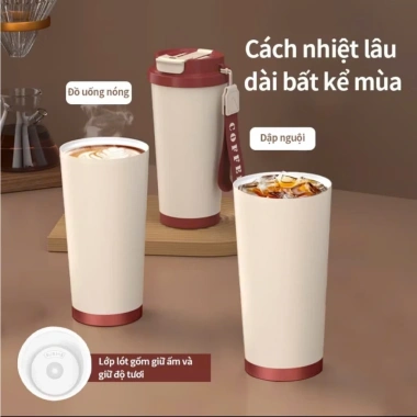 Ly Giữ Nhiệt Coffee 530ml Gốm Lót Inox 316 - Giữ Nhiệt 12h, An Toàn, Tân Cổ Điển
