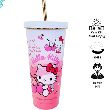 Ly Giữ Nhiệt Doraemon & Stitch Cute - Bình Giữ Nhiệt, Ống Hút, Cọ Rửa, 79.000đ