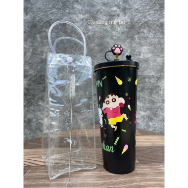 Ly giữ nhiệt gấu dâu 750ml tặng nút bịt ống hút, nút chống tràn, túi trong, ống hút - chỉ 113.000đ