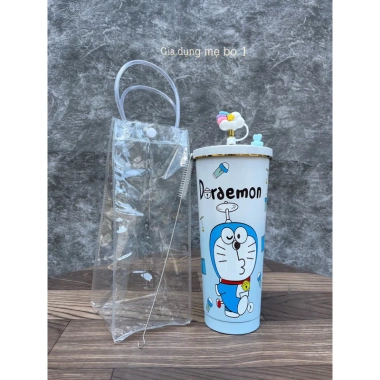 Ly giữ nhiệt gấu dâu 750ml tặng nút bịt ống hút, nút chống tràn, túi trong, ống hút - chỉ 113.000đ