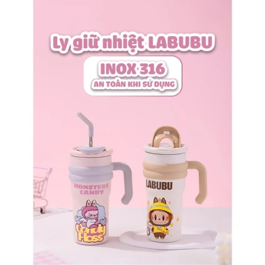 Ly giữ nhiệt Labubu NIUMI 700ml xinh xắn bé đi học, tặng charm và cọ bình - 179.000đ