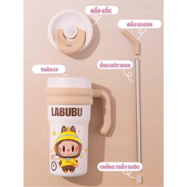 Ly giữ nhiệt Labubu NIUMI 700ml xinh xắn bé đi học, tặng charm và cọ bình - 179.000đ
