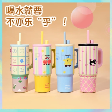 Ly giữ nhiệt Mochi 710ml POP có quai xách, in tên Fan House, Inox 316, giữ nóng 12h