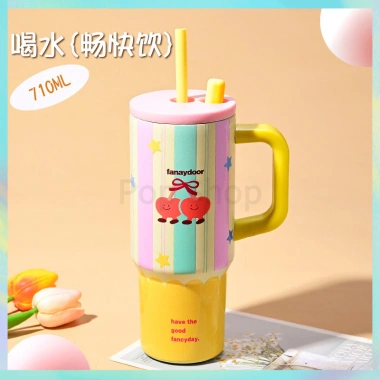 Ly giữ nhiệt Mochi 710ml POP có quai xách, in tên Fan House, Inox 316, giữ nóng 12h 9