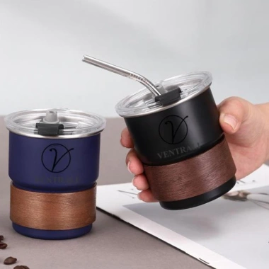 Ly giữ nhiệt thép không gỉ đơn giản, cốc cà phê Mỹ cao cấp, nắp kín giữ nóng - 90.000đ
