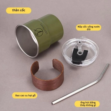 Ly giữ nhiệt thép không gỉ đơn giản, cốc cà phê Mỹ cao cấp, nắp kín giữ nóng - 90.000đ