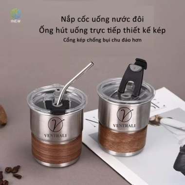 Ly giữ nhiệt thép không gỉ đơn giản, cốc cà phê Mỹ cao cấp, nắp kín giữ nóng - 90.000đ