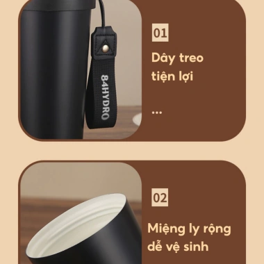 Ly giữ nhiệt tráng sứ 84C530C BOTTLY 530ml thiết kế tối giản, chính hãng 84HYDRO