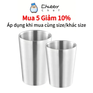 Ly inox 2 lớp Chubby Chef 300-450ml - Đồ uống lạnh, cafe, đá, cho nhà hàng, 47.000₫