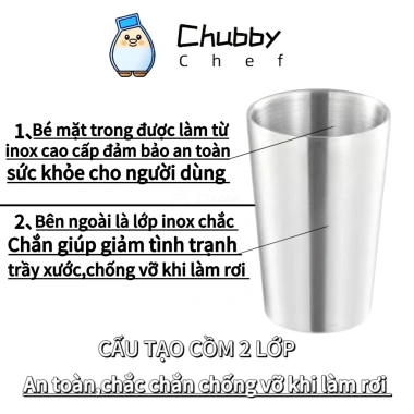 Ly inox 2 lớp Chubby Chef 300-450ml - Đồ uống lạnh, cafe, đá, cho nhà hàng, 47.000₫
