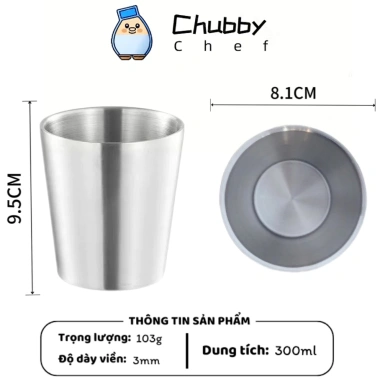 Ly inox 2 lớp Chubby Chef 300-450ml - Đồ uống lạnh, cafe, đá, cho nhà hàng, 47.000₫