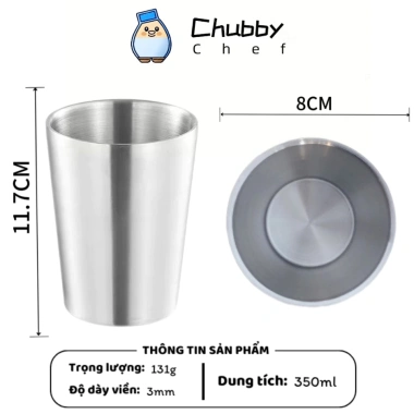 Ly inox 2 lớp Chubby Chef 300-450ml - Đồ uống lạnh, cafe, đá, cho nhà hàng, 47.000₫