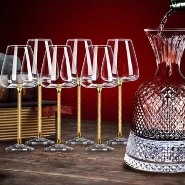 Ly rượu vang pha lê chân lá vàng 24k cao cấp - Sang trọng, giá ưu đãi 135.000₫ 6