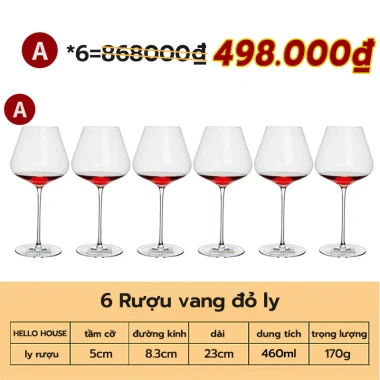 Ly rượu vang thủy tinh 450ml bộ ly cao cấp, tăng hương vị, giá 55.000 VND 10