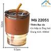 Ly thủy tinh 450ml có nắp và ống hút chịu nhiệt nóng lạnh - Giảm giá 25.000 9