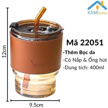 Ly thủy tinh 450ml có nắp và ống hút chịu nhiệt nóng lạnh - Giảm giá 25.000 10 Ly thủy tinh 450ml có nắp và ống hút chịu nhiệt nóng lạnh - Giảm giá 25.000 10