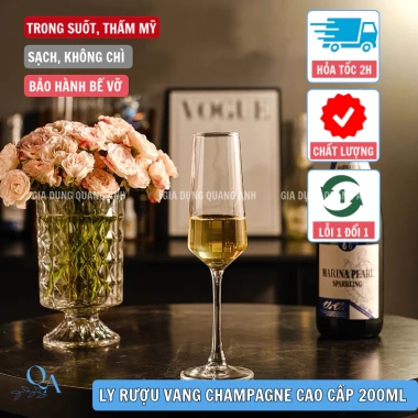 Ly thủy tinh cao cấp 200ml ly sâm panh Champagne vang whisky Giá ưu đãi 51.903₫