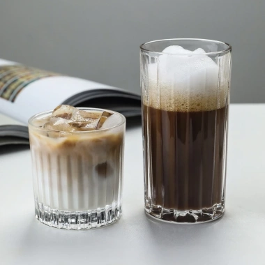 Ly thủy tinh cao cấp 350ml họa tiết sọc dọc - Cốc cafe, giá chỉ 29.900đ