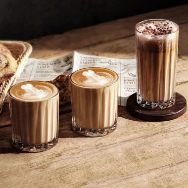 Ly thủy tinh cao cấp 350ml họa tiết sọc dọc - Cốc cafe, giá chỉ 29.900đ