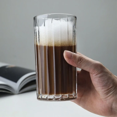 Ly thủy tinh cao cấp 350ml họa tiết sọc dọc - Cốc cafe, giá chỉ 29.900đ