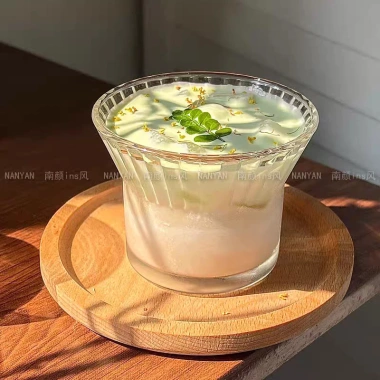 Ly thủy tinh đai gỗ cách nhiệt 175ml-300ml Cốc Capuchino Latte HỒNG LỘC STORE 4