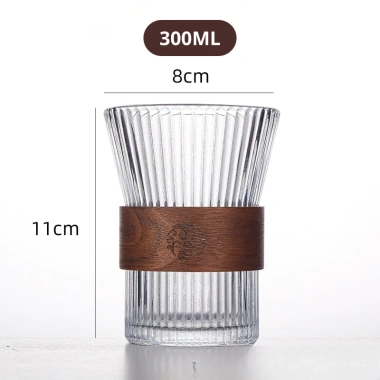 Ly thủy tinh đai gỗ cách nhiệt 175ml-300ml Cốc Capuchino Latte HỒNG LỘC STORE 6