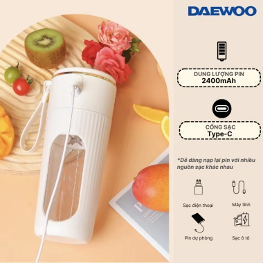 Ly xay sinh tố cầm tay DAEWOO DWBL-3.424 - Xay nhanh trái cây, giá 439.000₫