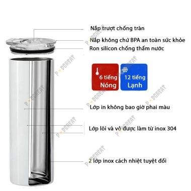 Ly/Bình/Cốc Giữ Nhiệt Highland 600ml In Hình, Kèm Ống Hút & Cọ Vệ Sinh, Giá 220k