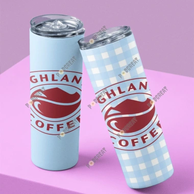 Ly/Bình/Cốc Giữ Nhiệt Highland 600ml In Hình, Kèm Ống Hút & Cọ Vệ Sinh, Giá 220k