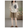 M-3XL 2.023 Quần Short Nữ Cotton Retro Xếp Ly Co Giãn Eo Hậu Cung Vải Lanh Mùa Hè 6