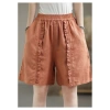 M-3XL 2.023 Quần Short Nữ Cotton Retro Xếp Ly Co Giãn Eo Hậu Cung Vải Lanh Mùa Hè 8