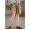 M-3XL 2.023 Quần Short Nữ Cotton Retro Xếp Ly Co Giãn Eo Hậu Cung Vải Lanh Mùa Hè 9