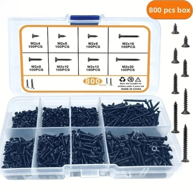 M2 800 vít tự khai thác oxy hoá đen - Đầu phẳng cho máy tính, giá 167.200₫ 2 M2 800 vít tự khai thác oxy hoá đen - Đầu phẳng cho máy tính, giá 167.200₫ 2