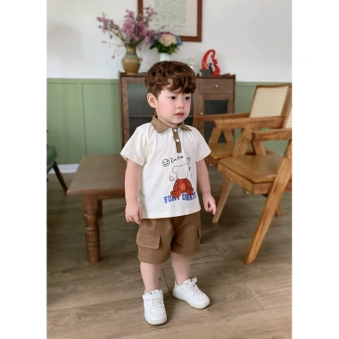 M28 Set Bộ Cotton Bé Trai In Hình Gấu 8-28kg - Thoáng Mát Giá Ưu Đãi 119k