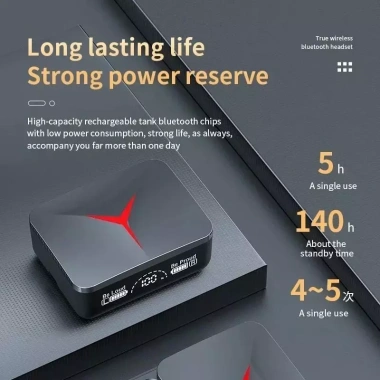 M90 Tai nghe không dây TWS Bluetooth 5.3 nắp trượt âm thanh nổi game thể thao giá 89.000₫