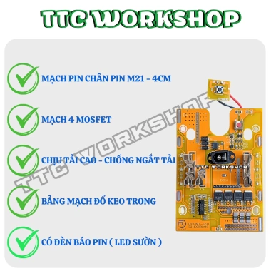 Mạch pin 5s 21V 18.650 - Đèn LED mới, hỗ trợ 5-20 cell, chân pin chuẩn, chịu tải cao, giảm giá 59.340₫