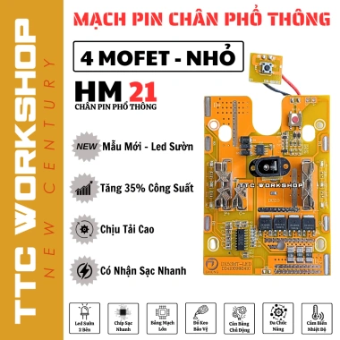 Mạch pin 5s 21V 18.650 - LED mới, hỗ trợ 5‑20 cell, chân pin chuẩn, chịu tải cao, giá ưu đãi 59.340₫