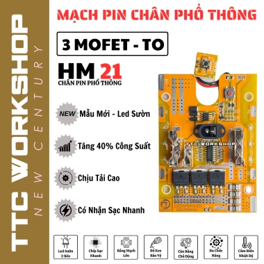 Mạch pin 5s 21V 18.650 - LED mới, hỗ trợ 5‑20 cell, chân pin chuẩn, chịu tải cao, giá ưu đãi 59.340₫ 2