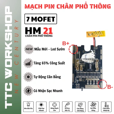 Mạch pin 5s 21V 7 MOSFET sạc xả bảo vệ, đèn báo đầy, tự ngắt - Giá ưu đãi