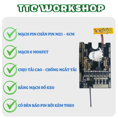 Mạch pin 5s 21V 7 MOSFET sạc xả bảo vệ, đèn báo đầy, tự ngắt - Giá ưu đãi
