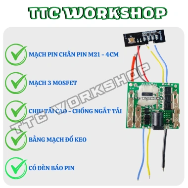 Mạch pin 5s 21V cho 18.650 hỗ trợ 5 10 15 20 cell chịu tải cao giảm giá 35.000đ 7