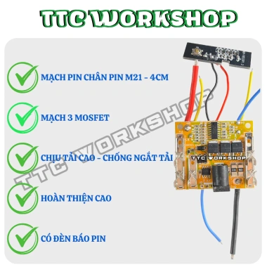 Mạch pin 5s 21V - Sạc 18.650, chịu tải cao, công suất lớn, ưu đãi 42.000đ