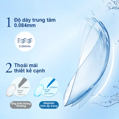 Magister Kính áp tròng 1-8 độ trong suốt cận 6 tháng 12 giờ không khô 66.000₫