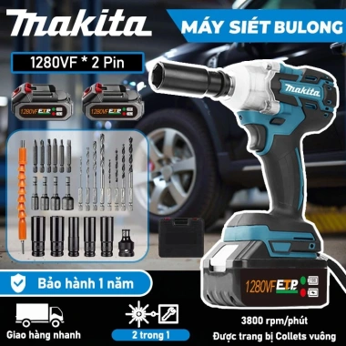 MAKITA Máy siết bulong pin 1.280VF 510m bò - kèm phụ kiện miễn phí, bảo hành 1 năm, giảm giá 22% MAKITA Máy siết bulong pin 1.280VF 510m bò - kèm phụ kiện miễn phí, bảo hành 1 năm, giảm giá 22%
