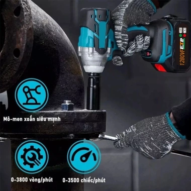 MAKITA Máy siết bulong pin 1.280VF 510m bò - kèm phụ kiện miễn phí, bảo hành 1 năm, giảm giá 22% 2 MAKITA Máy siết bulong pin 1.280VF 510m bò - kèm phụ kiện miễn phí, bảo hành 1 năm, giảm giá 22% 2