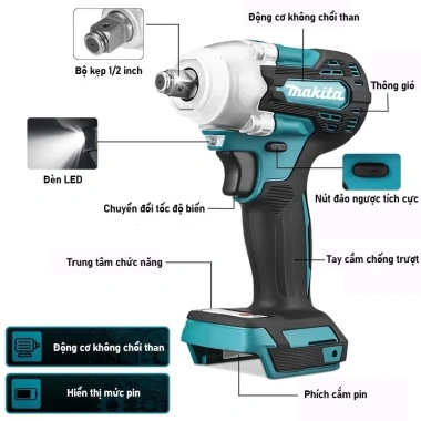 MAKITA Máy siết bulong pin 1.280VF 510m bò - kèm phụ kiện miễn phí, bảo hành 1 năm, giảm giá 22% 8 MAKITA Máy siết bulong pin 1.280VF 510m bò - kèm phụ kiện miễn phí, bảo hành 1 năm, giảm giá 22% 8