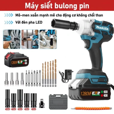 MAKITA Máy siết bulong pin 1.280VF 510m bò - kèm phụ kiện miễn phí, bảo hành 1 năm, giảm giá 22% 11 MAKITA Máy siết bulong pin 1.280VF 510m bò - kèm phụ kiện miễn phí, bảo hành 1 năm, giảm giá 22% 11