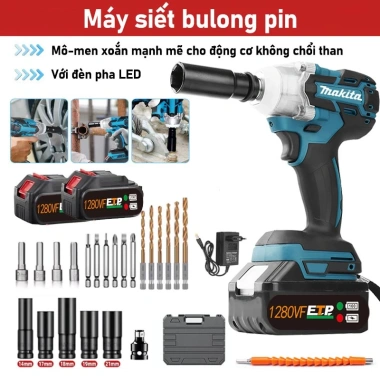 MAKITA Máy siết bulong pin 1.280VF 510m bò - kèm phụ kiện miễn phí, bảo hành 1 năm, giảm giá 22% 12 MAKITA Máy siết bulong pin 1.280VF 510m bò - kèm phụ kiện miễn phí, bảo hành 1 năm, giảm giá 22% 12