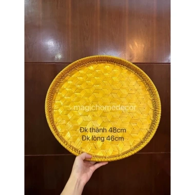 Mâm mây đan thủ công cao cấp D48cm - Đế gỗ sang trọng, giảm giá 22% tại Magic Home Decor 5