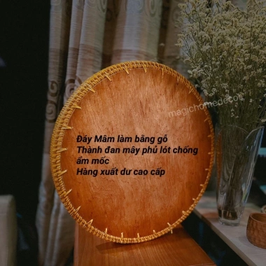Mâm mây đan thủ công cao cấp D48cm - Đế gỗ sang trọng, giảm giá 22% tại Magic Home Decor 6